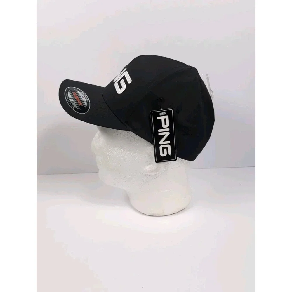 Ping Hat Flex Fit Mens S/M Tour‎ Structured Black Golf Cap Sensor Cool Stretch